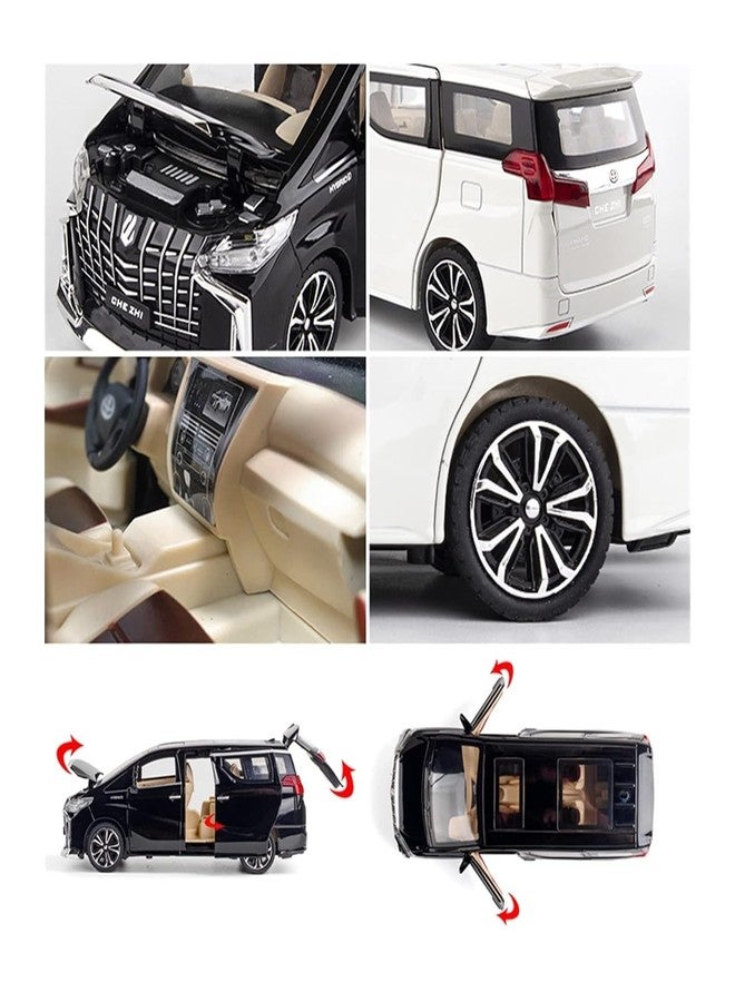BlackZone Compatible for 1/24 Toyota Alphard Toy Car Metal Pull Back Diecast Car with Openable Door, Sound and Lights, Vehicles Toys for Gift Boys and Girls (White, 1:24 Medium) - Image 2
